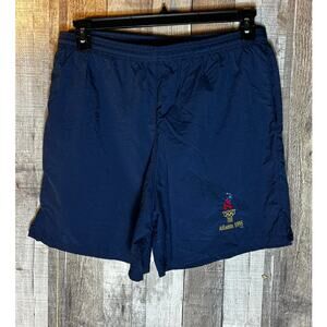 Vintage Atlanta 1996 Olympics Navy Shorts Embroidered Olympic Logo Size Medium